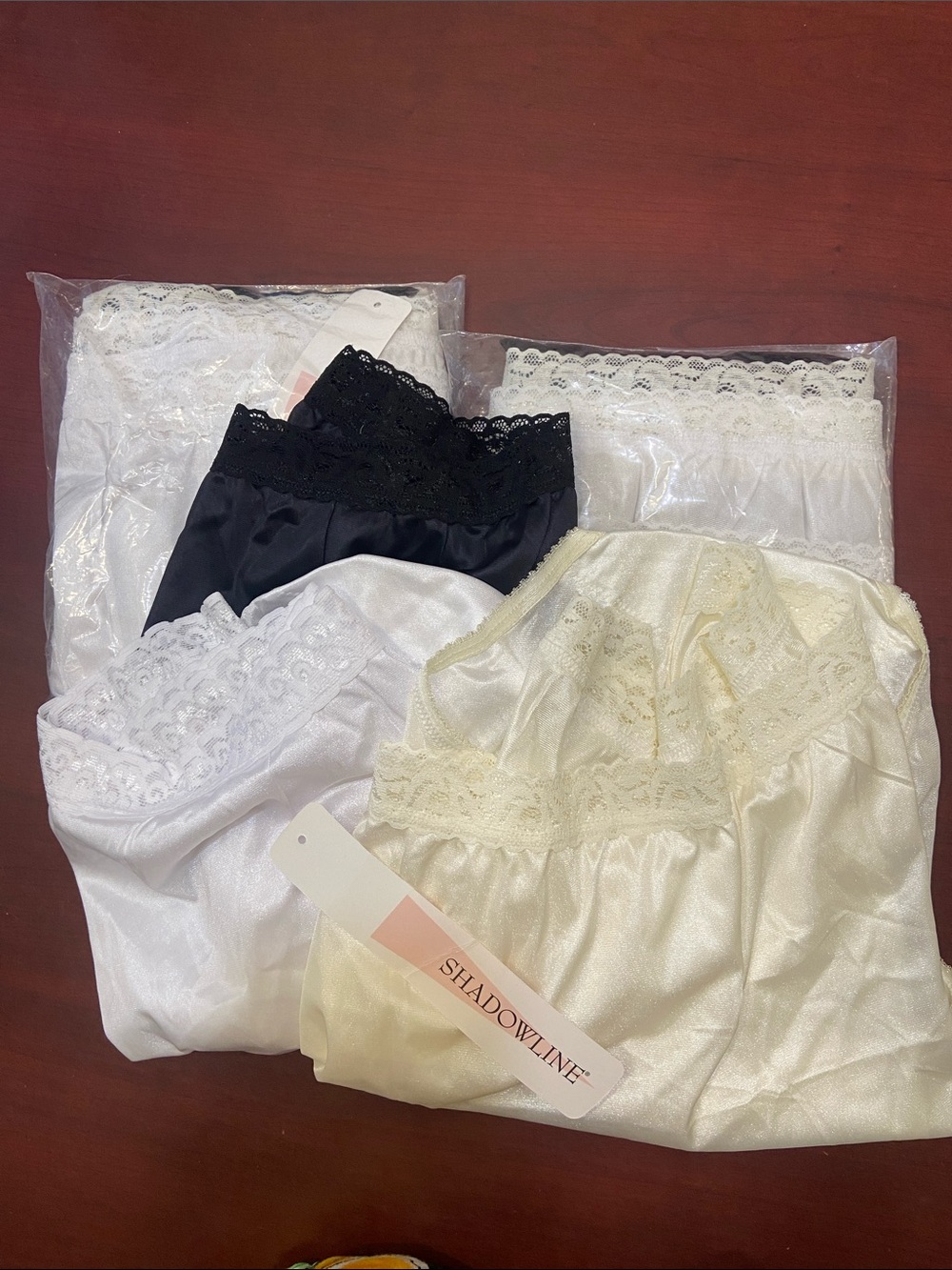 9 pairs SHADOWLINE Full-coverage Women's Lace Trim Nylon Panties